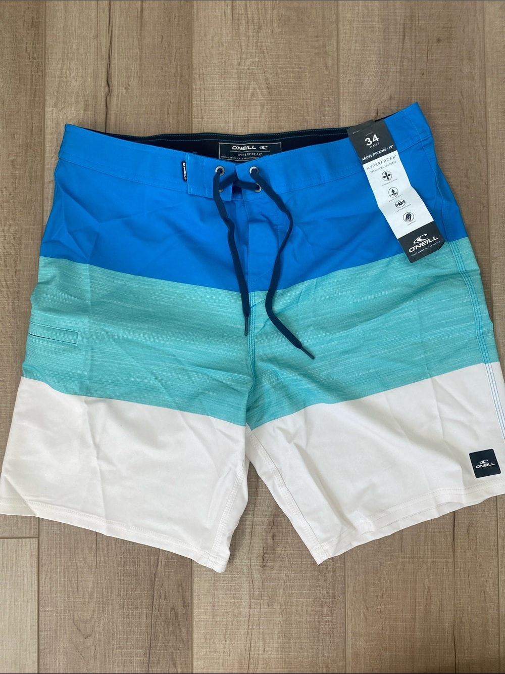 O'Neill Men's Royal Blue Teal White Stripe Boardshorts
